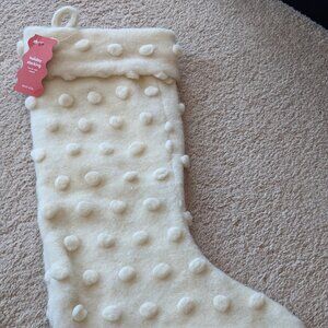 West Elm Wool Polka Dot Pom Pom Christmas Holiday Stocking